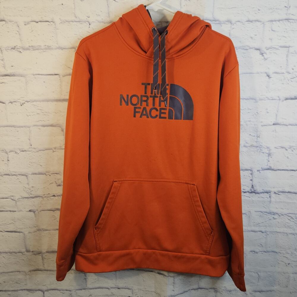 The North Face Hoodie Mens Large Orange Pullover Half Dome Sweatshirt Fleece
